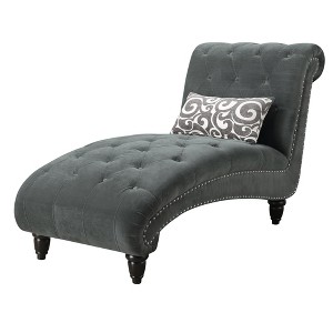 Twine Chaise with Gray Scroll Pillow Slate - Picket House Furnishings, Grey