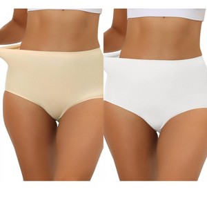 Allegra K Women's Elastic High Waist Unlined Breathable No-Show Hipster Underwear 2 Packs - 1 of 4