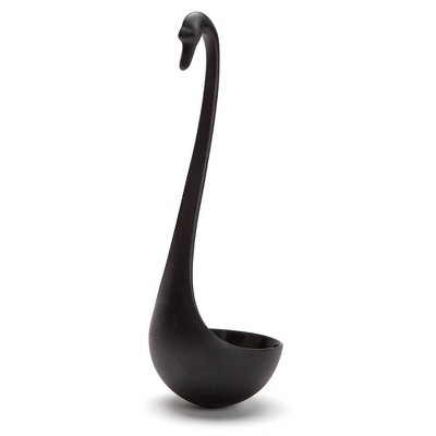 Ototo Swanky Swan Floating Ladle Plastic Soup Spoon Black
