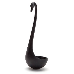 Ototo Swanky Swan Floating Ladle Plastic Soup Spoon Black - 1 of 4