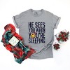 S.W.Smiley He Sees You When You're Sleeping - Women's Garment Dyed Graphic T-Shirt - 2 of 4