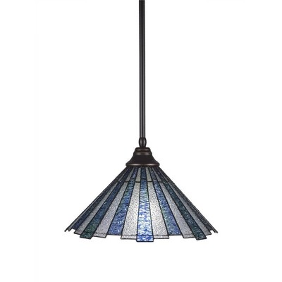 Toltec Lighting Any 1 - Light Pendant in  Dark Granite with 16" Sea Ice Art Glass Shade