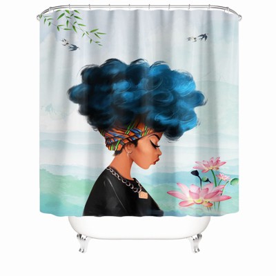 Lotus Girl Shower Curtains for Bathroom Waterproof Fabric Bath Curtain Durable Soft Stylish Bathroom Decor 72x72 Inch