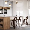 WyndenHall Set of 2 April Bentwood Barstool Cream: Upholstered Leather, Wood Frame, Fixed Height - 2 of 4