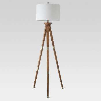 Oak Wood Tripod Floor Lamp Dark Brown - Threshold™