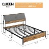Bed Frame with Charging Station, Tall Ergonomic Upholstered Headboard and Sturdy Metal Platform, No Box Spring Needed, Easy Assembly. - 2 of 4