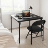 3-Piece Folding Dining Table Set for 2 – Black Faux Leather Tabletop with 2 Padded Chairs, Space-Saving Modern Square Kitchen & Dining Table - 4 of 4