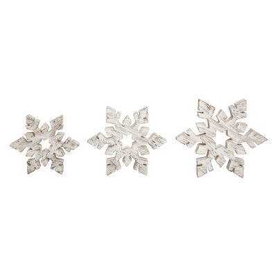 Transpac Resin 7.75 In. White Christmas Rustic Snowflake Decor Set Of 3 ...