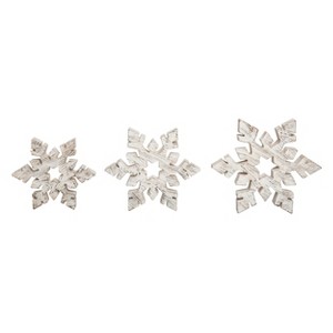 Transpac Resin 7.75 in. White Christmas Rustic Snowflake Decor Set of 3 - 1 of 2