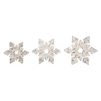 Transpac Resin 7.75 in. White Christmas Rustic Snowflake Decor Set of 3