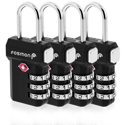 Fosmon Tsa Accepted Luggage Lock With 3-digit Combination And Open Alert  Indicator - Black : Target