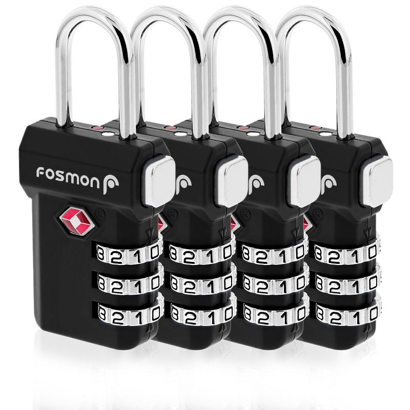 Fosmon TSA Accepted Luggage Lock with 3-Digit Combination, Unlock Button and Open Alert Indicator, 1 of 8