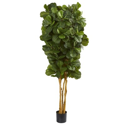 Nearly Natural 7’ Fiddle Leaf Fig Artificial Tree Beige Trunk