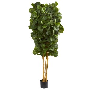 Nearly Natural 7’ Fiddle Leaf Fig Artificial Tree Beige Trunk - 1 of 1