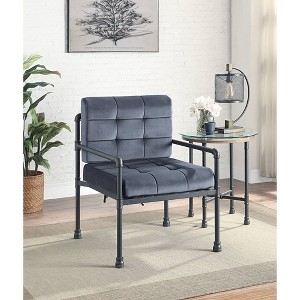Velvet Accent Chair with Memory Foam Seat, Accent Pillow and KD Design for Living Room - 1 of 4