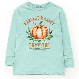 The Juniper Shop Harvest Market Pumpkins Local Organic Youth Long Sleeve Tee - XS - Seafoam - 1 of 4