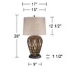 Possini Euro Design Buckhead Modern Table Lamp 28" Tall Bronze with Dimmable USB Workstation Base Drum Shade for Bedroom Living Room Kids Desk Home - 4 of 4