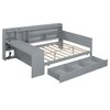 TIRAMISUBEST Twin/Full Size Daybed With 3 Drawers, USB Ports and Desk, Wooden Daybed Frame Sofa Bed with Storage Bookcase Headboard - 4 of 4