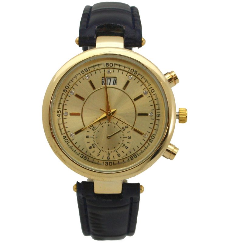 OLIVIA PRATT MULTICOLORED GOLD FACE LEATHER STRAP WATCH, 1 of 7