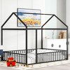 Racxily Metal House Bed Frame, Fenced Design for Kids & Teens - 3 of 4