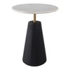 Timeless Marble Top End Table with Sleek Fluted Base Accent - Compact Small Side Table for Home, Covered Patio, or Living Room End Tables - 4 of 4