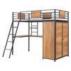 Twin Size Loft bed with L-shape Desk and Wardrobe, Black - 3 of 4