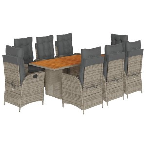 vidaXL Garden Dining Set Grey PE rattan, powder-coated steel, acacia wood - 1 of 4