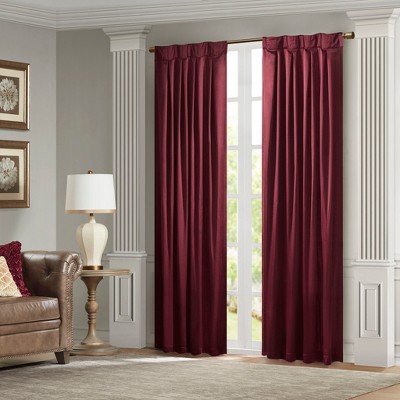 MAYEERTY 52x84" Pleat Curtain Panel with Tieback (Single) Burgundy