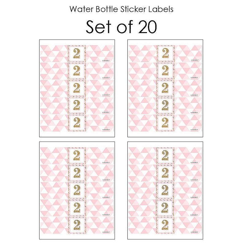 Big Dot of Happiness 2nd Birthday Girl - Two Much Fun - Second Birthday Party Water Bottle Sticker Labels - Set of 20, 3 of 6