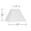 Springcrest White Linen Large Square Lamp Shade 7" Top x 17" Bottom x 13" Slant x 12" High (Spider) Replacement with Harp and Finial - 4 of 4