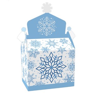 Big Dot of Happiness Blue Snowflakes - Treat Box Party Favors - Winter Holiday Party Goodie Gable Boxes - Set of 12 - 1 of 4