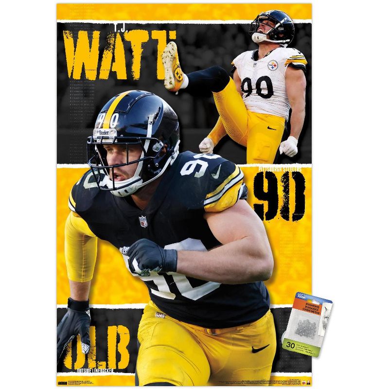 Trends International NFL Pittsburgh Steelers - T.J. Watt 24 Unframed Wall Poster Prints, 1 of 7