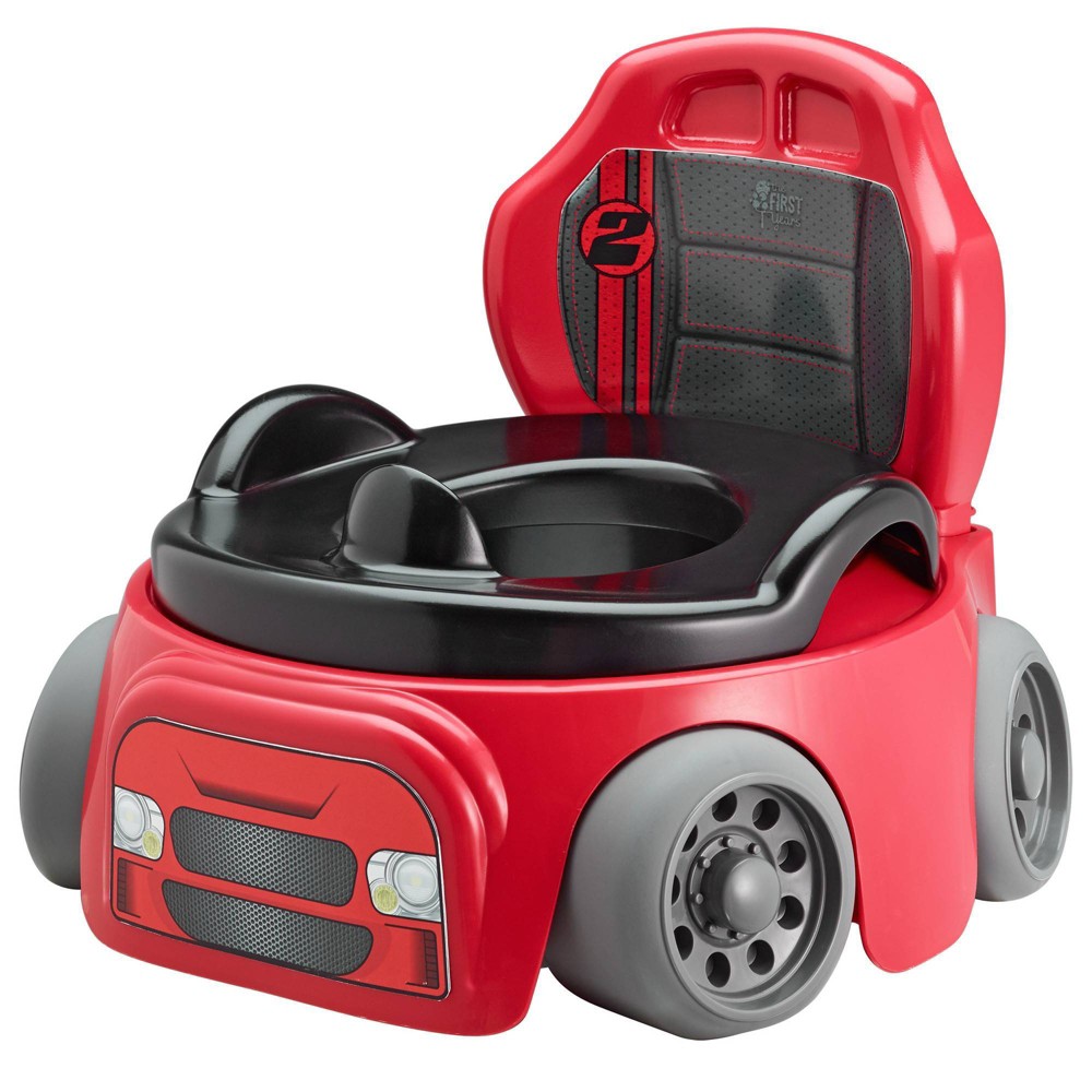 The First Years Training Wheels Racer Potty Chair and Toddler Toilet Seat: Drop-In Pot, Removable Adapter Seat, Splash Guard