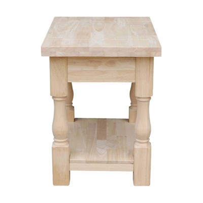 Tuscan Solid Wood Rectangular End Table - Unfinished