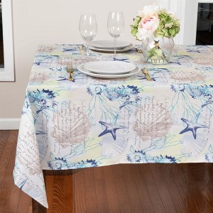 Seabiscuit Coastal Indoor/Outdoor Fabric Tablecloth - Elrene Home Fashions - 1 of 3