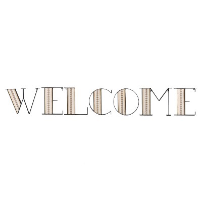 VIP Metal 53 in. Gold Welcome Letter Outline Wall Decor with Beads