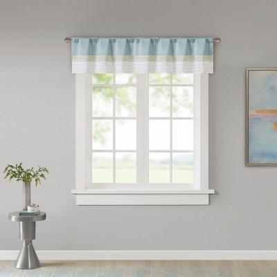 Green and Aqua Polyoni Pintuck Window Valance with Lining