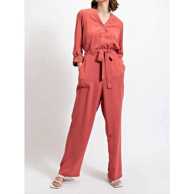 Women's Roll Sleeve Waist Tie Jumpsuit - GiGiO