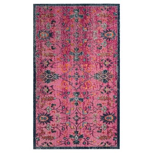 Fuchsia Floral Loomed Accent Rug 3