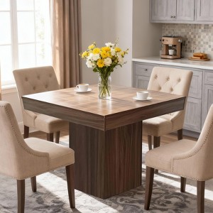 31.5" Square Farmhouse Dining Table for 4 - Small Kitchen Table with Pedestal Base, Perfect for Dining Room, Living Room(Only Table) - 1 of 4