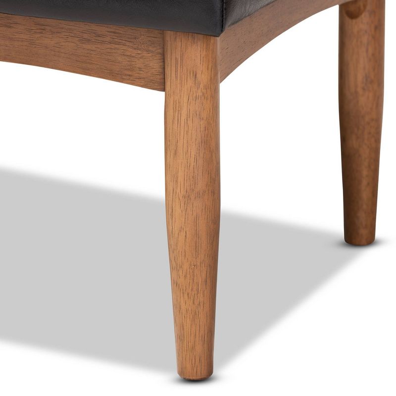Arvid FauxLeather Upholstered Wood Dining Bench Dark Brown/Walnut - Baxton Studio: Mid-Century Corner Seating, Cocktail Style, 6 of 9