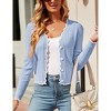 Clearlove Women's Cropped V Neck Button Front Cardigan Lightweight Knit Sweater Casual Cover Up - 2 of 4