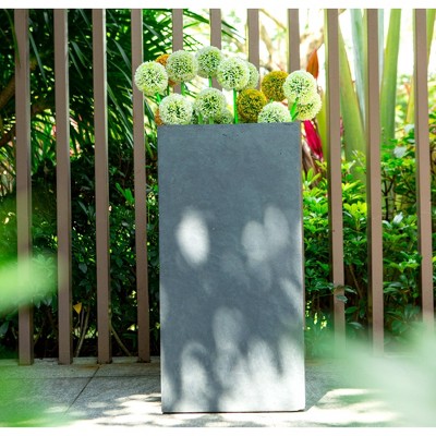 Charcoal Concrete Tall Square Planter for Indoor/Outdoor Use