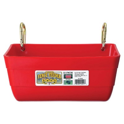 Little Giant FF11RED 4.5 Quart Heavy Duty Plastic Feed Trough Bucket Fence Feeder with Clips for Livestock & Pets, Red