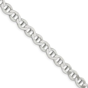 Black Bow Jewelry Mens 7mm Sterling Silver Hollow Flat Anchor Chain Necklace - 1 of 4