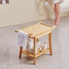 VEVOR Bamboo Shower Bench, 24 x 13.8 x 18.9 in, Waterproof Shower Stool Chair with Storage Shelf Handle, 300 lbs Load Capacity, Natural Bamboo - 2 of 4