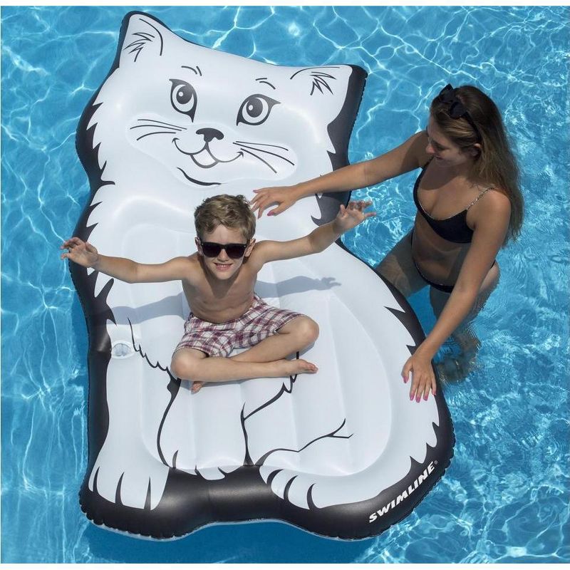 Swimline 79” Inflatable Swimming Pool 1-Person Lounging Perfect Kitty Mattress - Black/White, 3 of 4