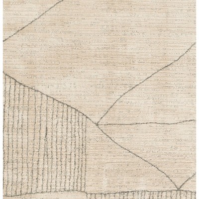 Ivory Geometric Rectangular Stain-Resistant Synthetic Area Rug