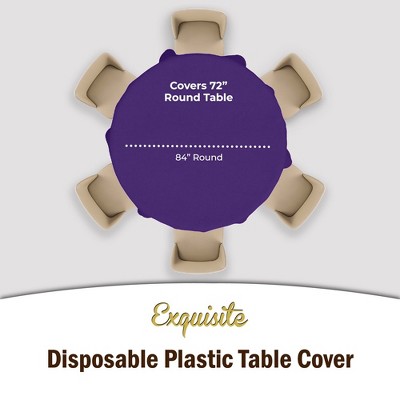Premium Purple Round Plastic Tablecloth, 84 Inch, 6-Pack