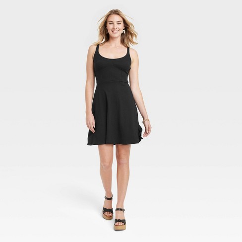 Women's Ribbed T-Shirt Dress - Universal Thread™ Black M